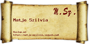 Matje Szilvia névjegykártya